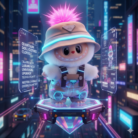 15cm 17cm Labubu Clothes Set - Handmade Doll Overalls & Hat Outfit | Universal Accessories for Labubu v1 v2 v3 & Similar Plush Toys