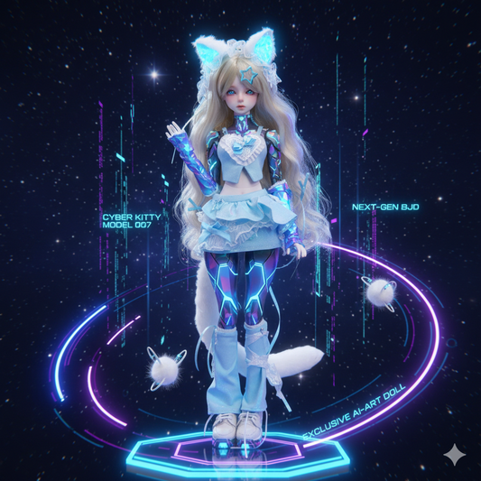 Camilla B 1/4 Scale BJD Ball Jointed Doll - Full Set Cute Face Anime Collectible with Curvy Body & Kitten Apparel