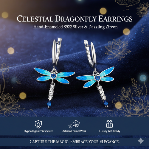 Elegant Dragonfly Hoop Earrings | Dainty Silver Cubic Zirconia Piercing | Bohemian Statement Animal Jewelry | Tiny Pave Crystal Insect Studs | Unique Gift for Her
