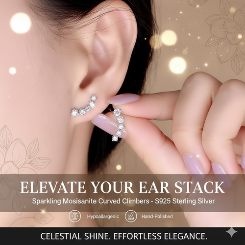 GRA Certified D Color Moissanite Smile Earrings - Genuine S925 Sterling Silver Lab-Grown Diamond Studs - VVS1 Clarity Sparkling Jewelry - Ethical Anniversary Gift for Her