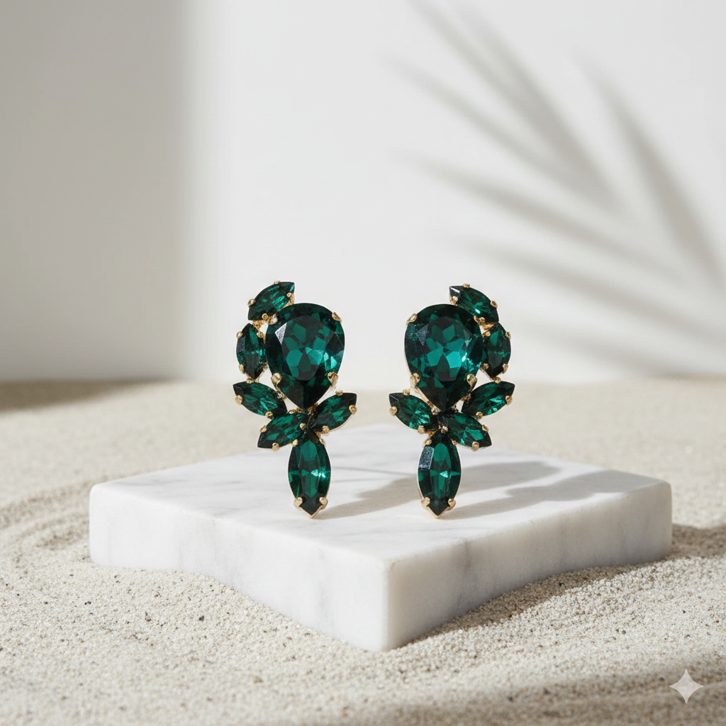 Luxury Green Water Drop Zirconia Earrings - High-End Emerald Cut Teardrop Dangles - Elegant Wedding & Banquet Statement Jewelry for Women - Premium Cubic Zirconia Accessories